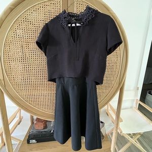 maje two piece black dress with embroidered capelet size 1 (S)